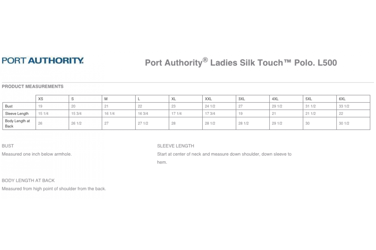 Port Authority Ladies Silk Touch Polo Shirt (L500-TECAN)